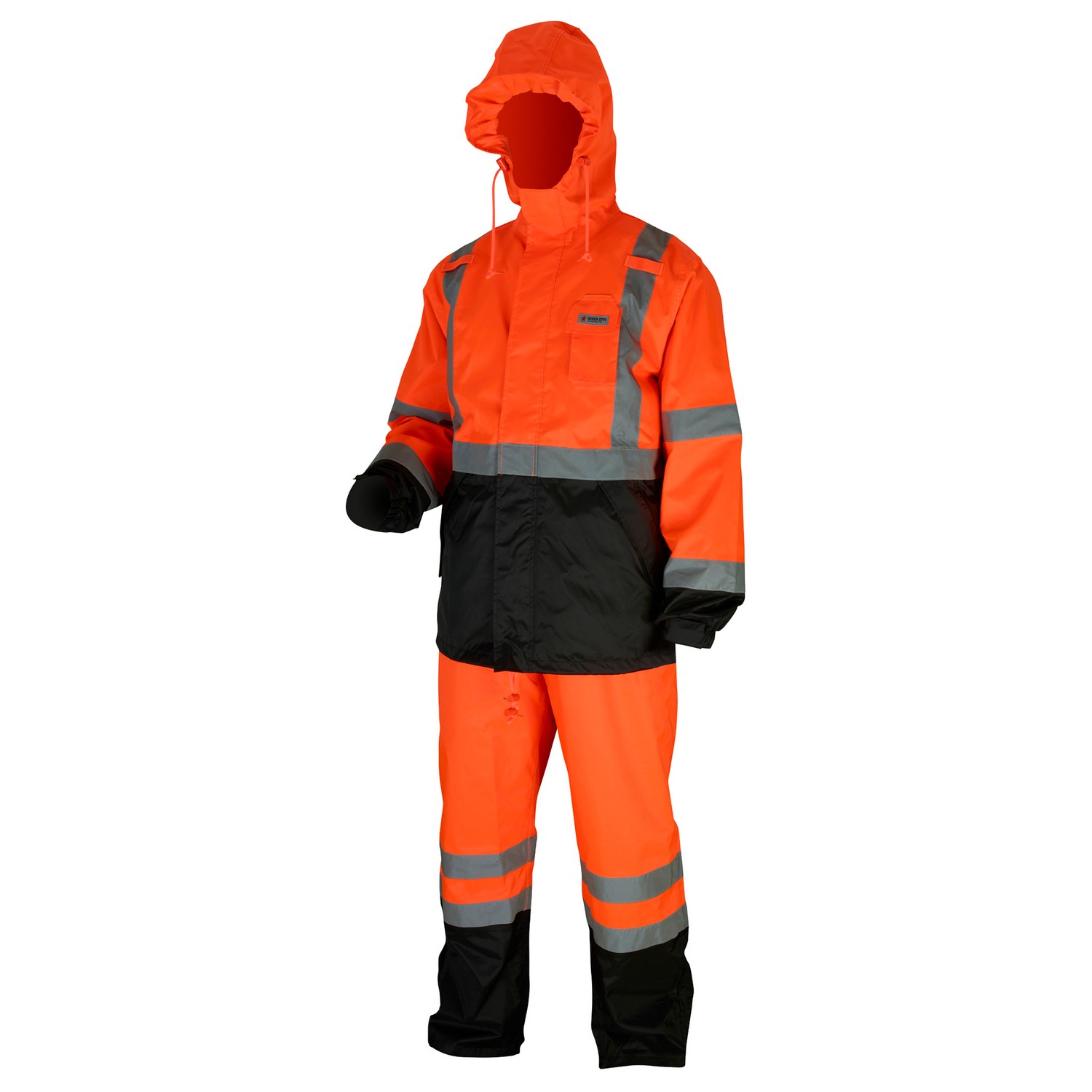 MCR Safety 591SJHM Luminator, Breathable Polyester/PU Class 3 jacket, Silver reflective, Fluor Orange/Black