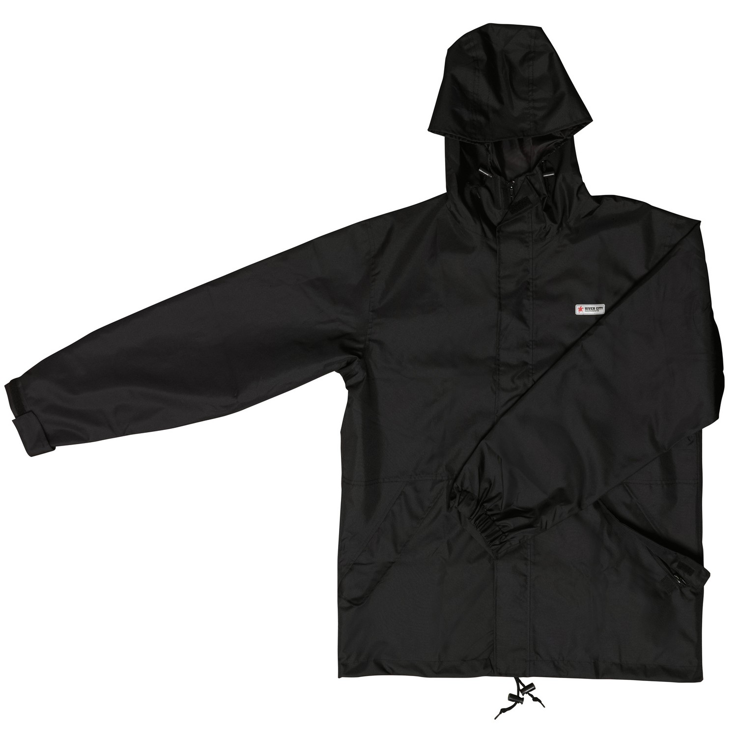 MCR Safety 597JHX3 Navigator, Breathable Polyester/PU Jacket with Attached Hood, Black