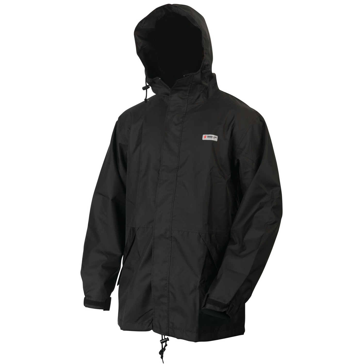 MCR Safety 597JHX3 Navigator, Breathable Polyester/PU Jacket with Attached Hood, Black