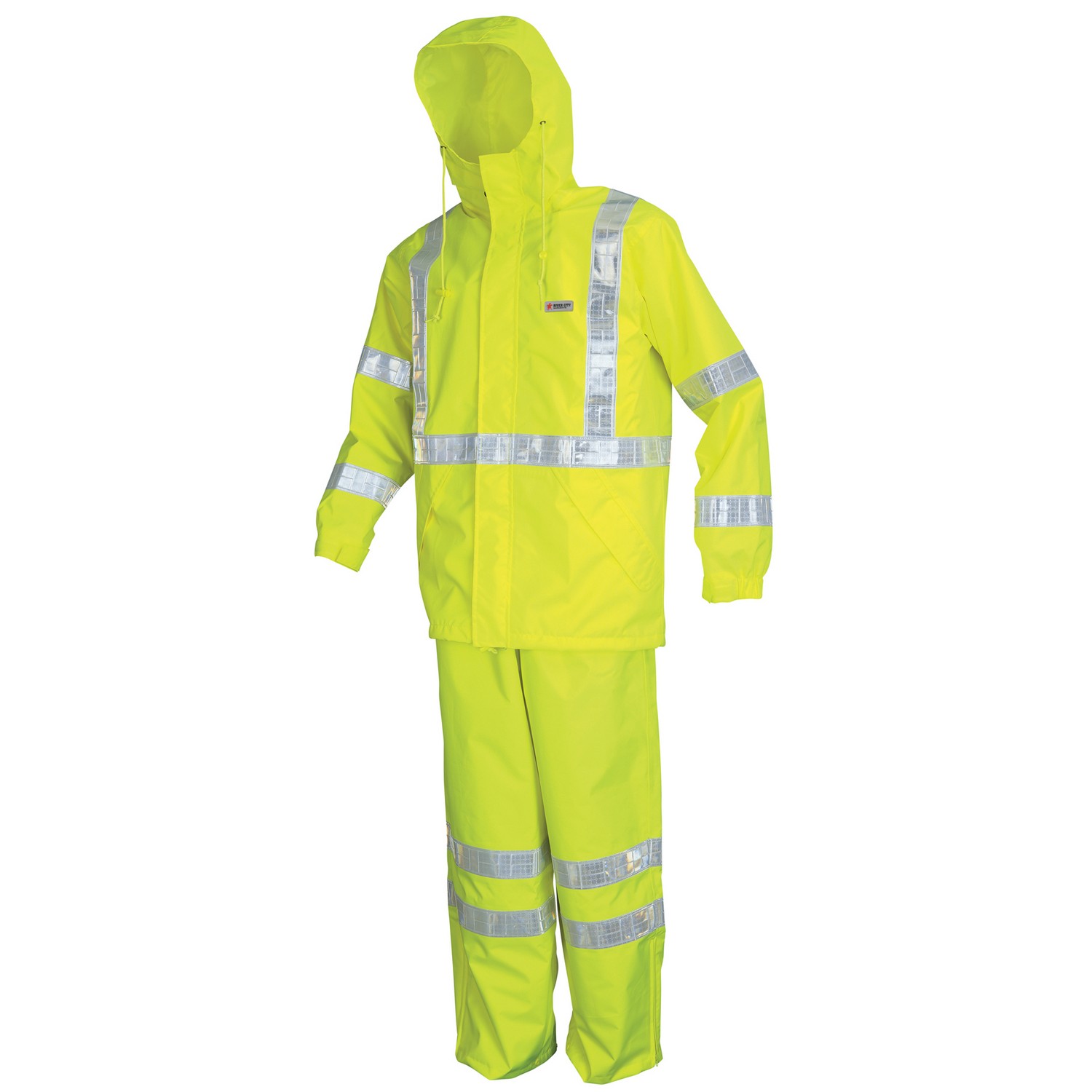 MCR Safety 598RPWM Luminator, Breathable Polyester/PU Class E Elastic Pant, White reflective, Fluor Lime