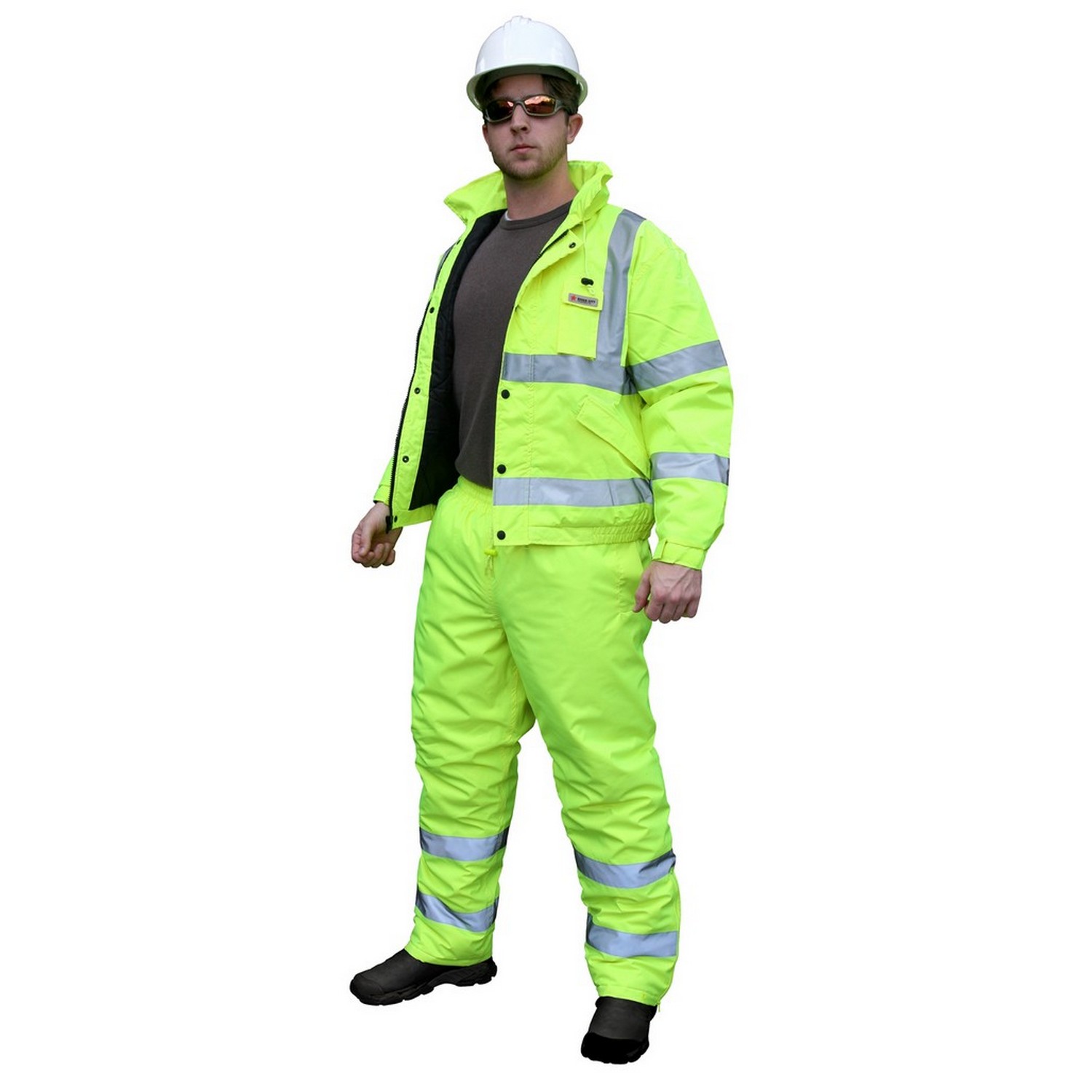 MCR Safety BMRCL3LL Luminator, Hi-Vis Insulated jacket, attached drawstring hood, silver reflective stripes, Fluorescent lime .