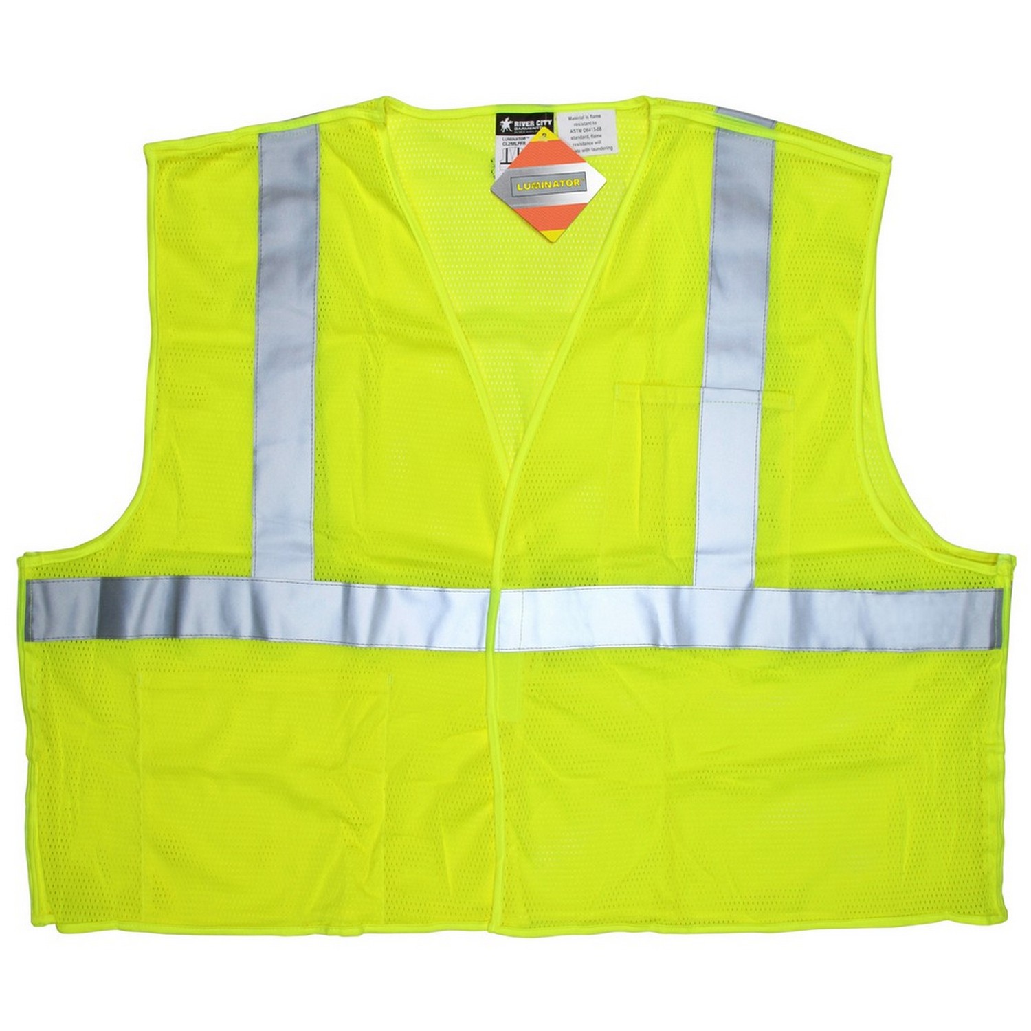 MCR Safety CL2MLPFRS Safety vest, Class 2 mesh break away, 2 inch silver, 2 pockets, limited flammability, lime