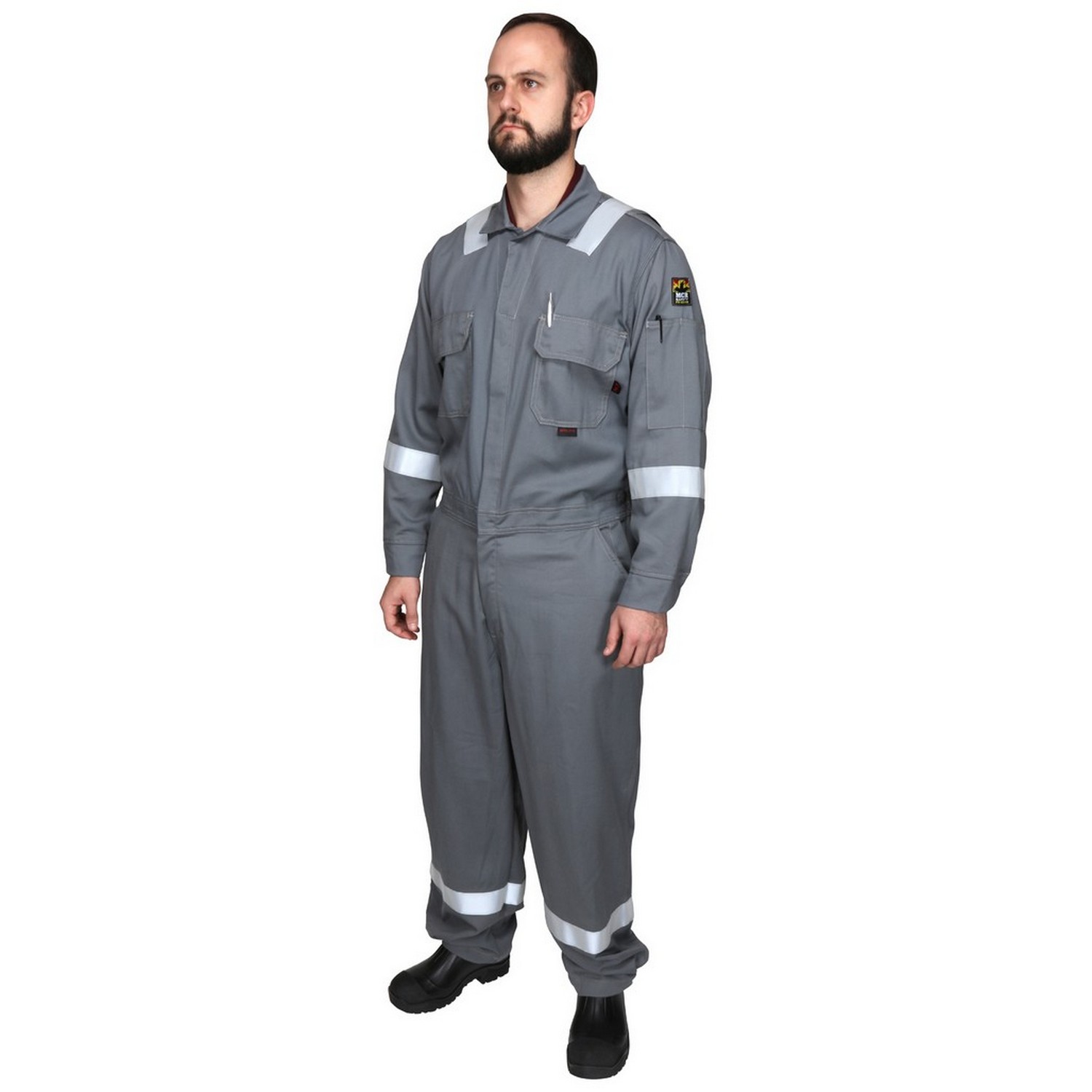 MCR Safety DCWURGS Flame Resistant (FR) Deluxe Coverall, Westex UltraSoft Material, Gray, Reflective