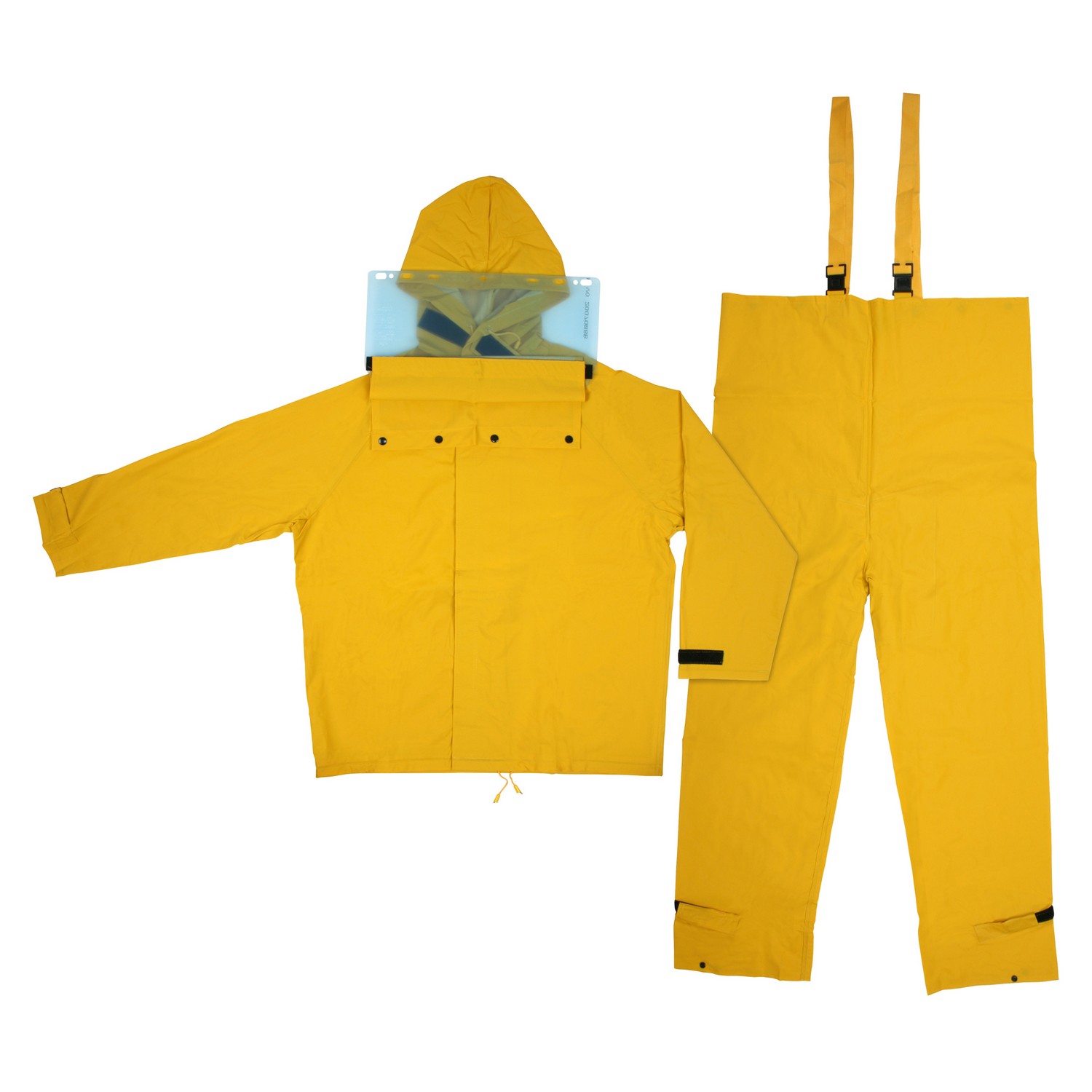 MCR Safety FRHBS100M Hydroblast, .35mm PVC/Polyester L/F suit, Jacket w/attached hood & bib pants, yellow