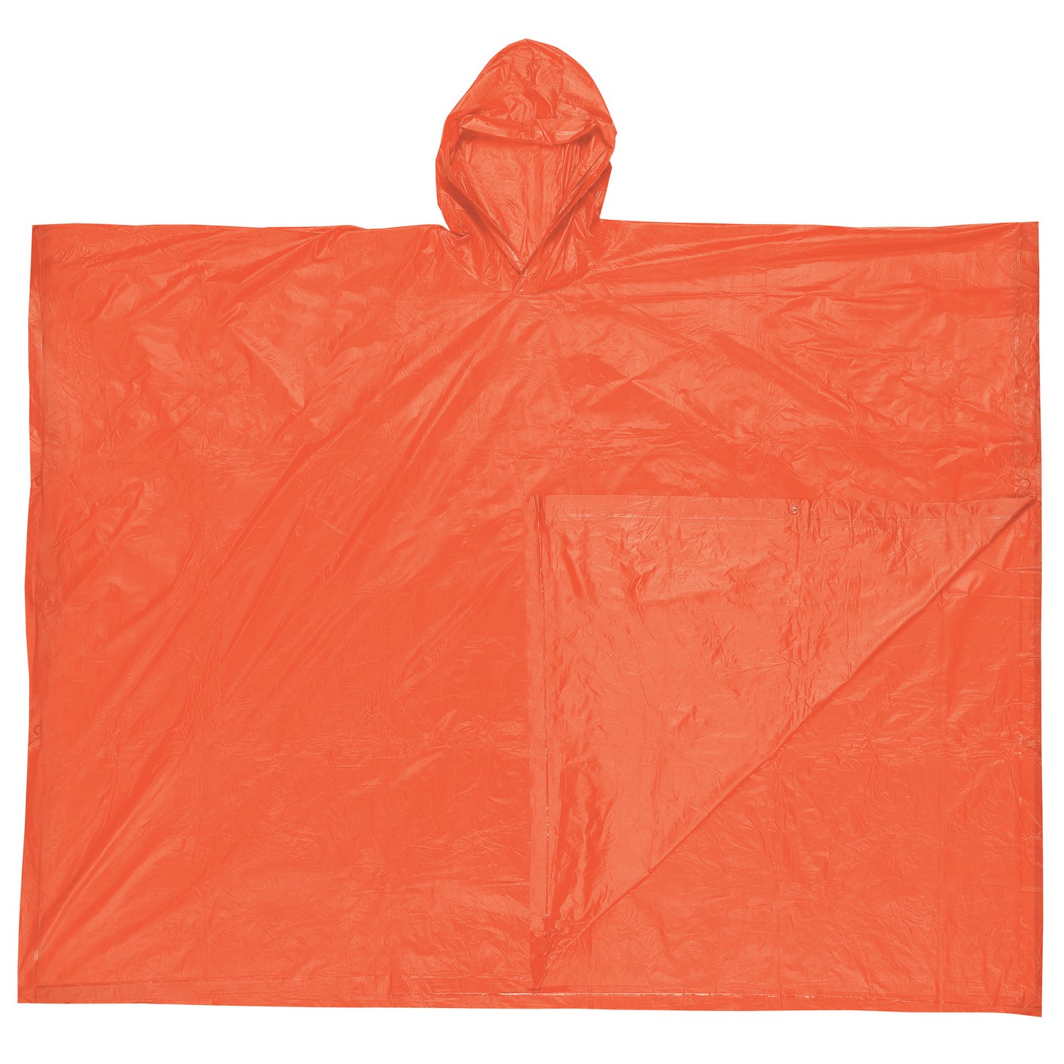MCR Safety O41 Schooner Poncho, .10mm PVC disposable poncho, attached hood, tote pouch, orange