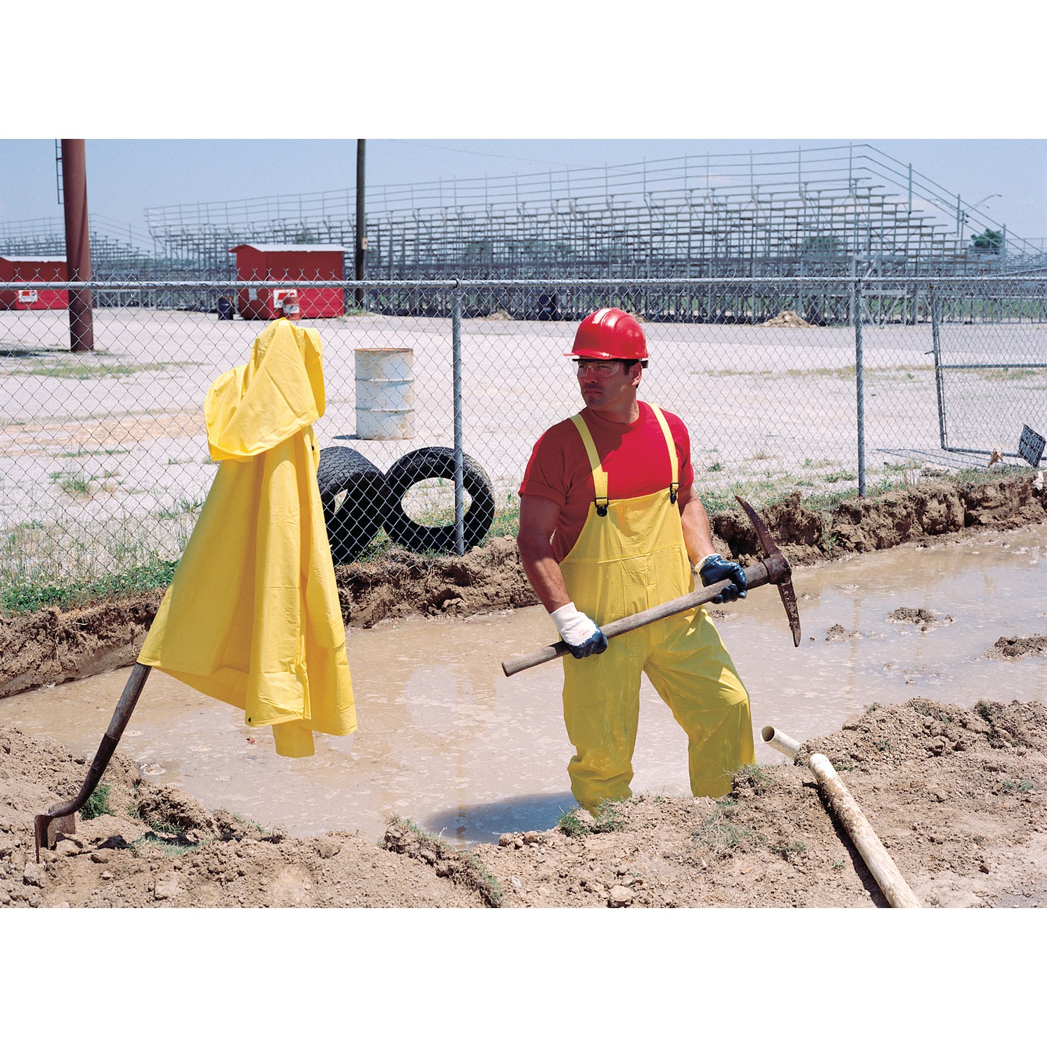MCR Safety O703M Squall, .20mm 3 piece PVC suit with Detachable Hood, Snap Front Jacket & Bib Pant, Yellow