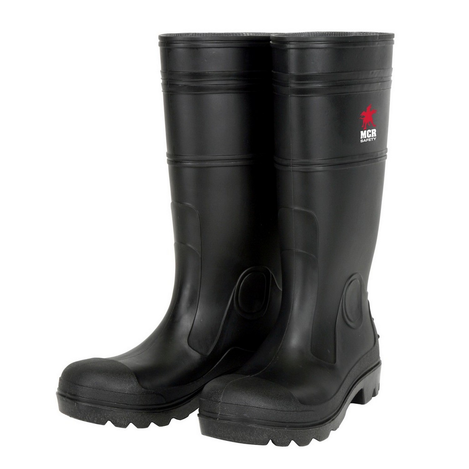 MCR Safety PBP1206 Boots, Black PVC, Plain Toe, cleated sole, polyester lining, 14" over the sock style