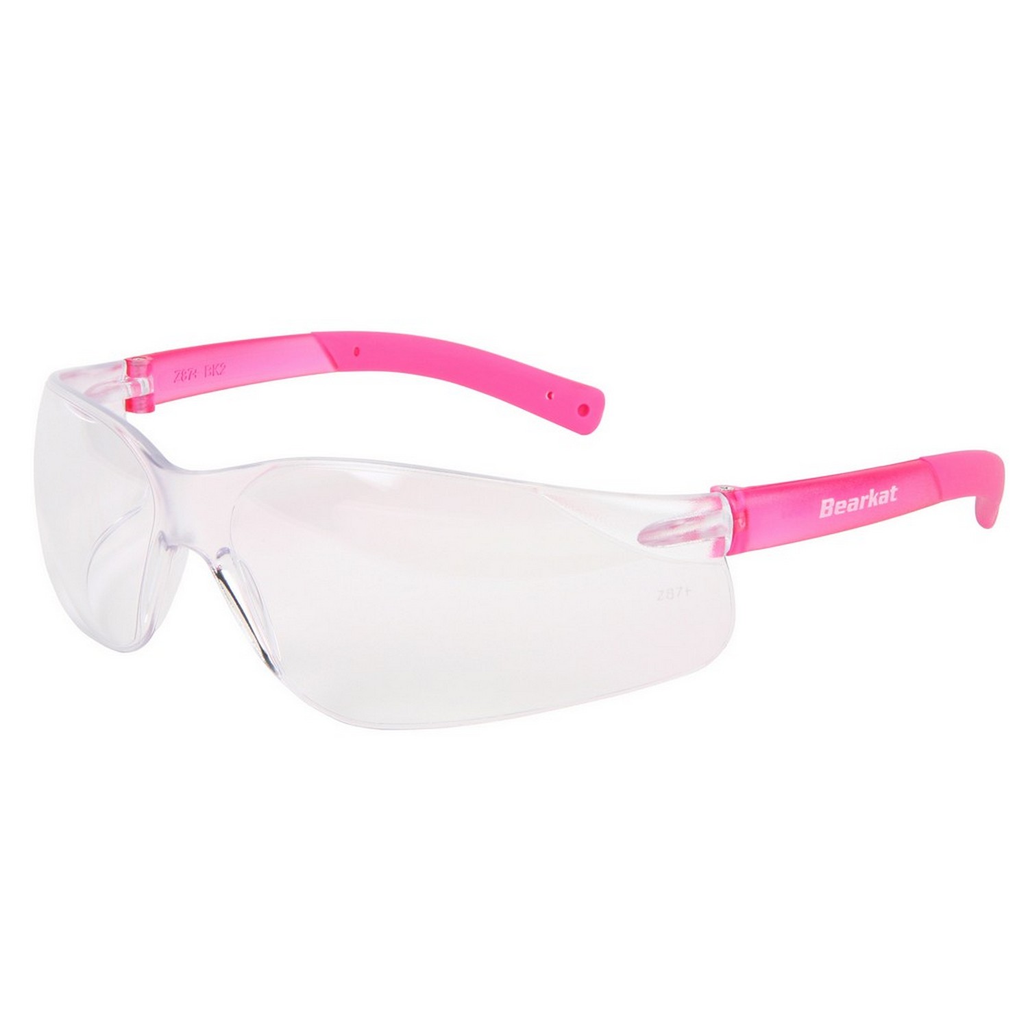 MCR Safety BK220 BearKat 2 Small, Pink Temples Clear Lens
