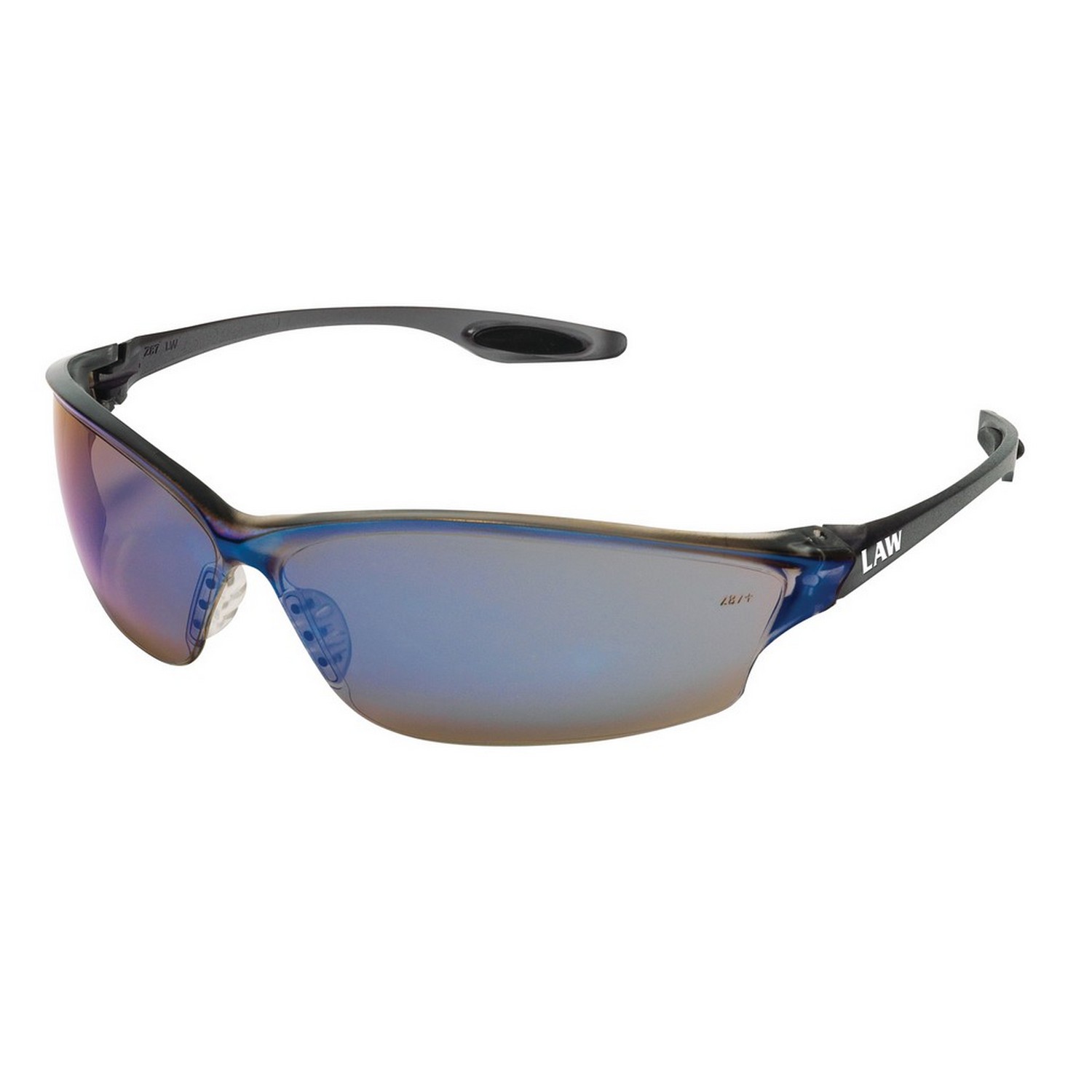 MCR Safety LW218 Law 2 Black TPR Blue Mirror Lens