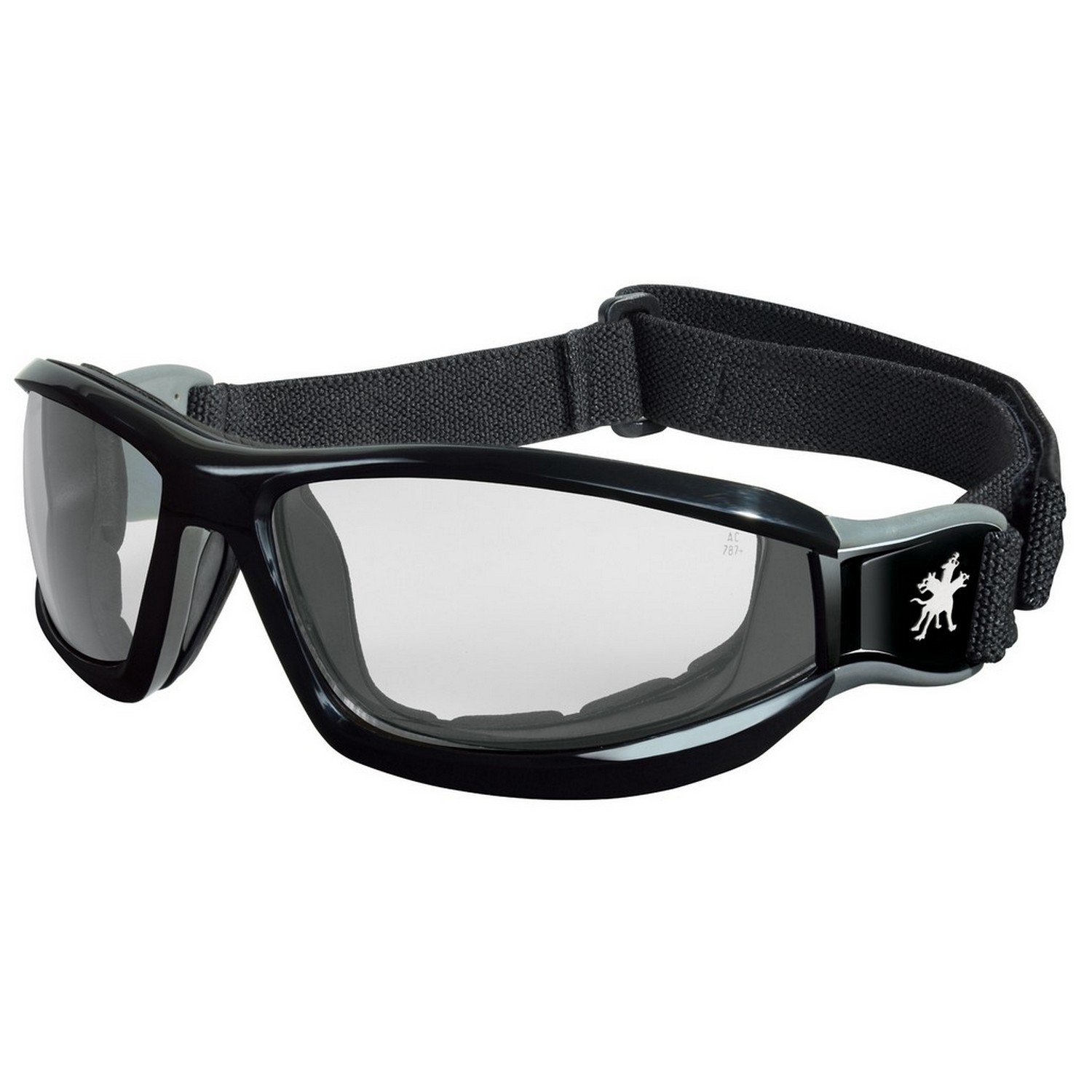MCR Safety RP110AF Reaper 1 Black Frame w/ Strap Clear AF