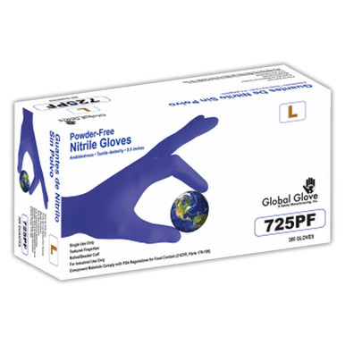 Global Glove 725PF Economy Dark Violet Powder-Free Nitrile Industrial-Grade  Disposable Gloves