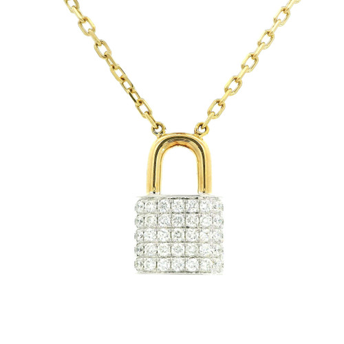 Elegant Diamond Lock Pendant Necklace DC-10945