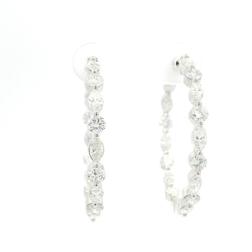 Elegant Inside/Outside Diamond Hoop Earrings 209-10143