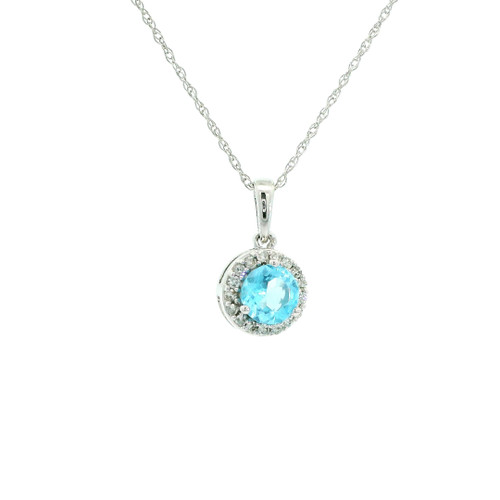 Elegant Blue Topaz and Diamond Pendant SIM-10649
