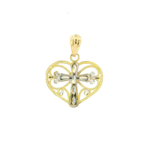 Elegant Heart-Shaped Cross Pendant GLD-11178