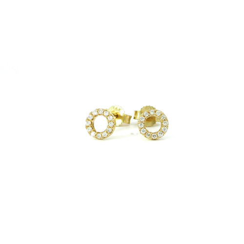 Elegant Gold Diamond Circle Stud Earrings SIM-10682