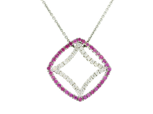 Pink Sapphire and Diamond 18k White Gold Necklace 565-10131
