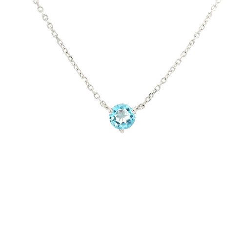 Round Blue Topaz 14k White Gold Necklace 570-10431