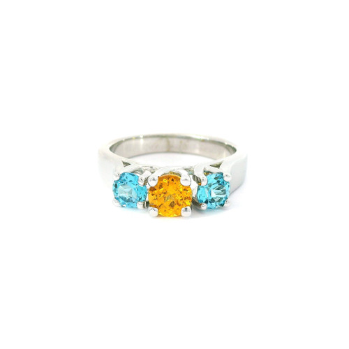 Orange Garnet and Blue Topaz White Gold Ring RSP-10254