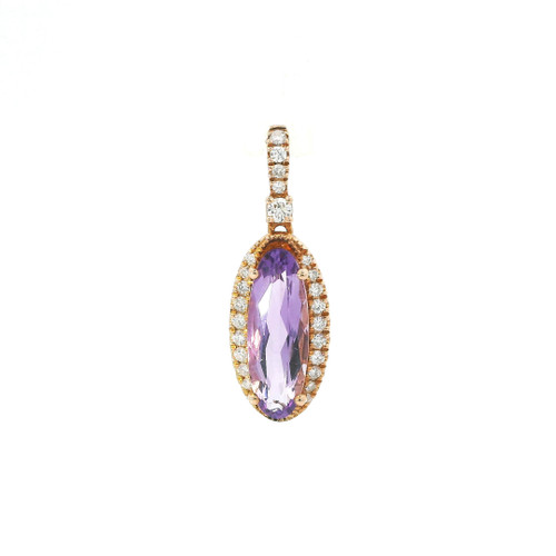 Rose Gold Diamond Pendant with Oval-Cut Amethyst 570-10419