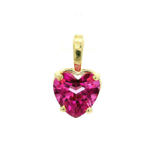 Yellow Gold Pendant with Heart-Shaped Pink Topaz 570-10435
