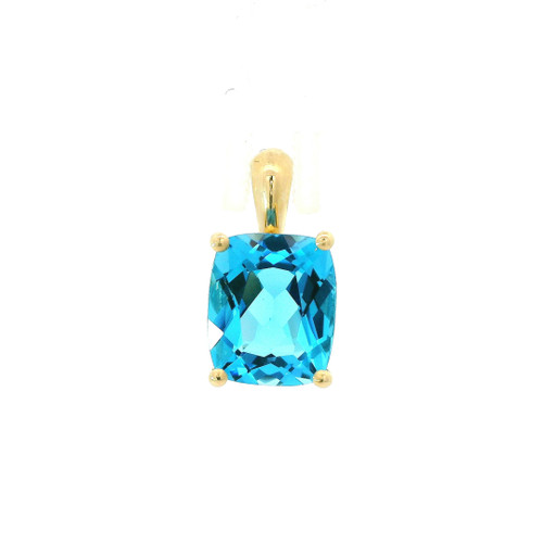 Yellow Gold Pendant with Cushion Cut Blue Topaz 570-10436
