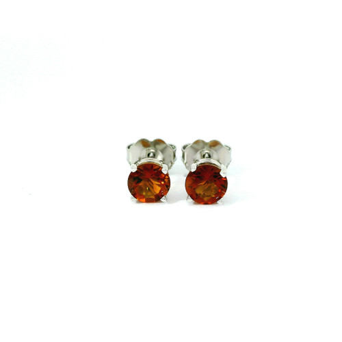 White Gold Stud Earrings with Round Cut Citrine 235-10259