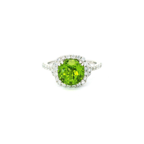 White Gold Diamond Cocktail Ring with Round Brilliant Peridot SIE-10616