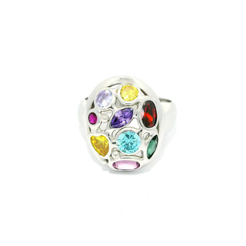 Multi-Gemstone White Gold Ring GLD-11185