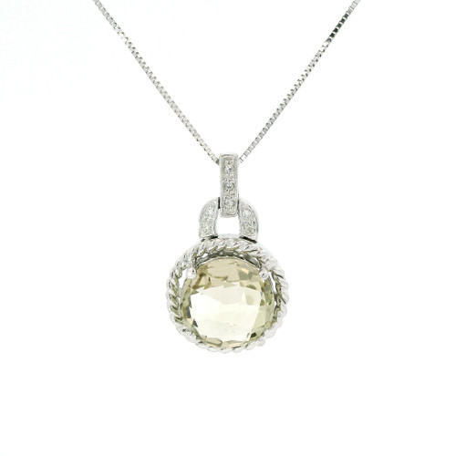 White Gold Necklace with Round Brilliant Citrine 570-10399