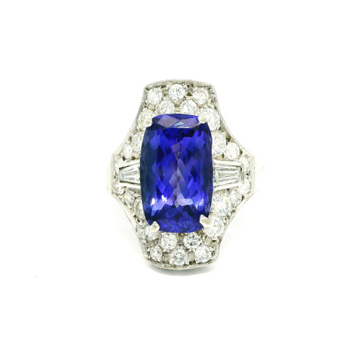 White Gold Cocktail Ring with Cushion Tanzanite RPG-10249