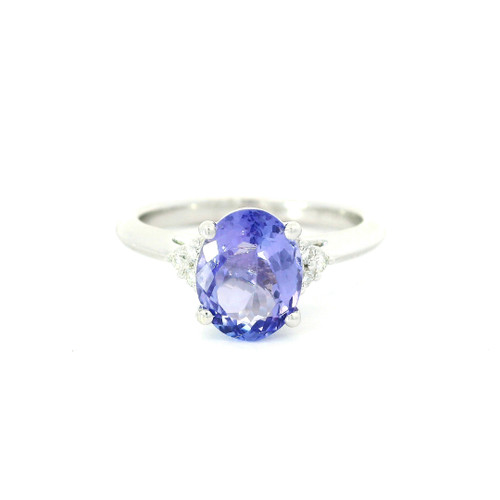 White Gold Diamond Ring with Oval Bluish-Purple Tanzanite RSP-10268