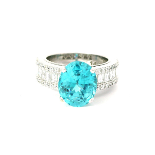 White Gold Diamond Ring with Blue Zircon RSP-10267