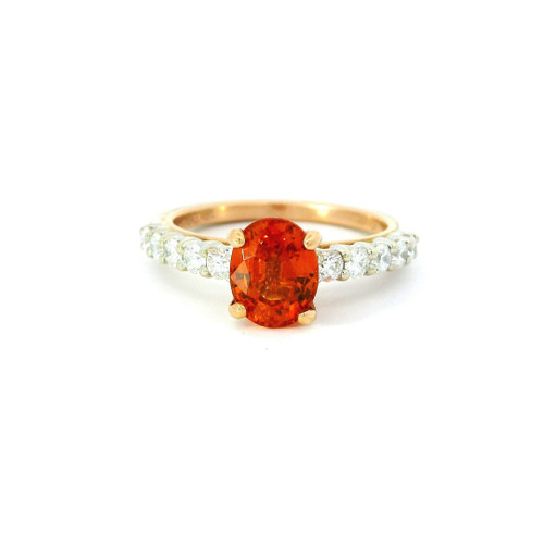 White and Yellow Gold Ring with Oval Spessartite Garnet SIE-10360