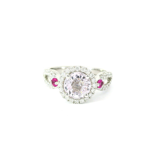 White Gold Diamond Ring with Padparadscha Sapphire RSM-11313