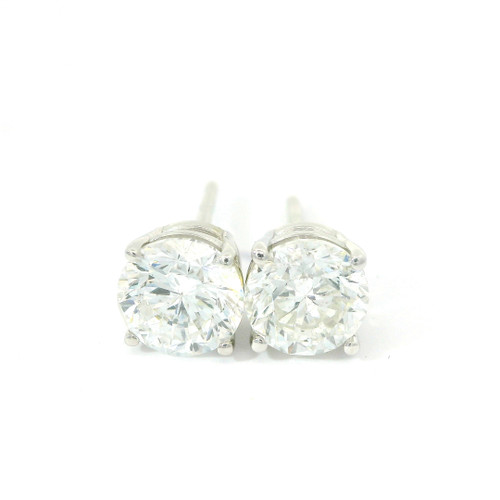 White Gold Brilliant-Cut Round Diamond Stud Earrings 201-11356