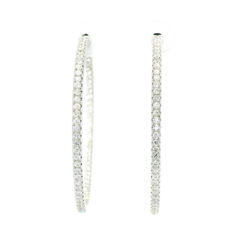 White Gold Inside/Out  Hoop Earrings with Brilliant Round Diamonds 203-10884