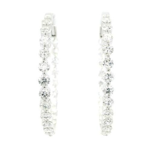 White Gold Inside/Out Hoop Earrings with Round Brilliant Cut Diamonds GBC-13069