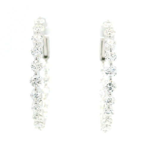 White Gold Inside/Out Hoop Earrings with Round Brilliant Diamonds GBC-13100