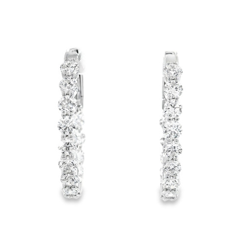 White Gold Inside/Out Hoop Earrings with Round Brilliant Diamonds GBC-13143