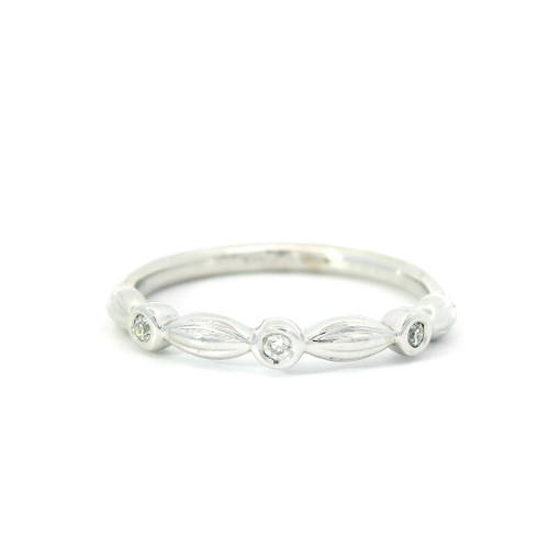 Elegant White Gold Band Ring with Round Diamonds RBS-11373