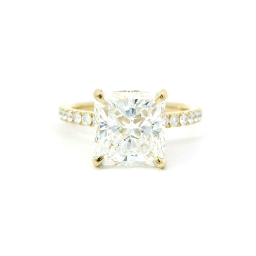 Radiant Lab Grown Diamond Yellow Gold Engagement Ring with Natural Diamonds LGD-10126