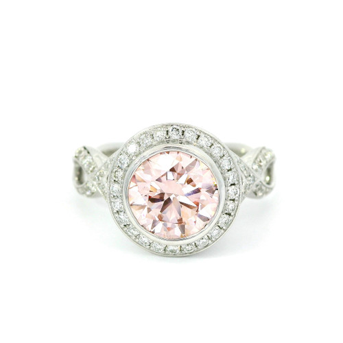 White Gold Natural Diamond Engagement Ring with Lab Grown Pink Diamond LGD-10125 White Gold Natural Diamond Engagement Ring with Lab Grown Pink Diamond LGD-10125