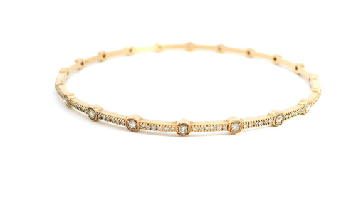 Elegant 14k Rose Gold Bangle Bracelet with Round Cut Diamonds SIM-10163