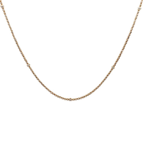 14k Yellow Gold Tennis Necklace Adorned with Round Cut Diamonds 401-10361