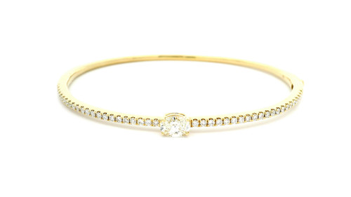 18k Yellow Gold Bangle with Oval and Round Cut Diamonds DBG-10155