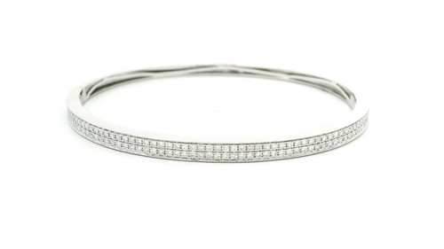 18k White Gold Bangle with Pave Set Round Brilliant Diamonds BRC-10004