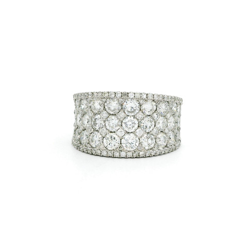 14k White Gold Multistone Ring with Round Brilliant Diamonds MEM-10050