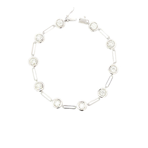 18k White Gold Diamond Tennis Bracelet with Round Brilliant-Cut Diamonds BRC-10013