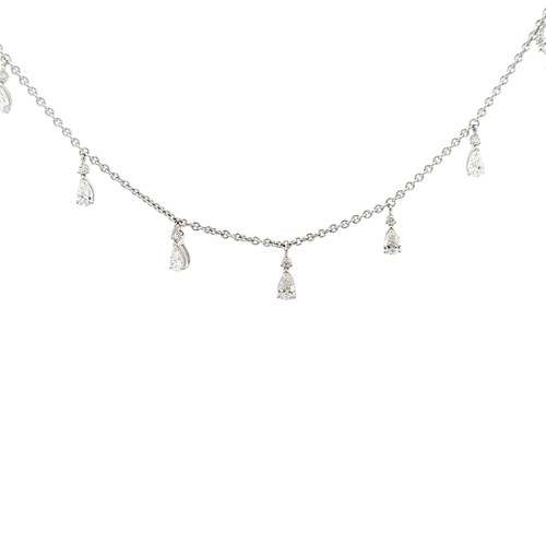 18k White Gold Diamond Pear Drop Pendant Necklace GBC-13147